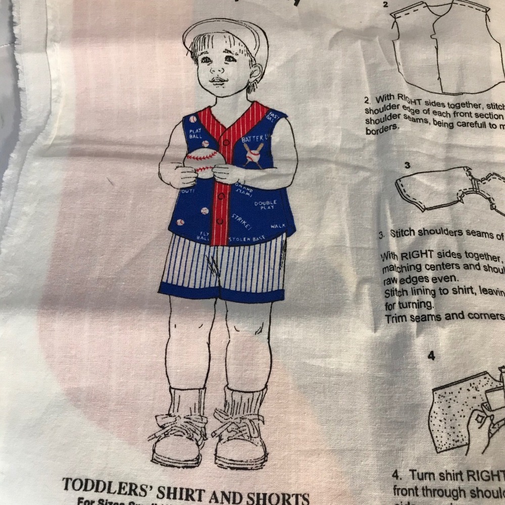 Toddlers‎ Shirt and Shorts Sewing Pattern Simplicity Small Medium Large Baseball